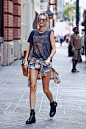 Behati Prinsloo's '90s casual street style look during NYFW.: 