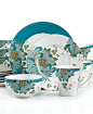 222 Fifth Dinnerware, Eliza Teal 16 Piece Set - Casual Dinnerware - Dining & Entertaining - Macy's: 