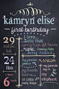 PERSONALIZED & CUSTOM "Favorite Things" Digital Chalkboard Poster, Sign, First, Birthday, Baby, Child, JPG File, Print. $30.00, via Etsy.