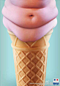 【一则有可能让你就此告别冰淇淋的平面广告】“Obesity starts from childhood”“肥胖始于儿童。”来自法国卫生外交部。