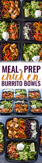 Meal-Prep Chicken Burrito Bowls: 