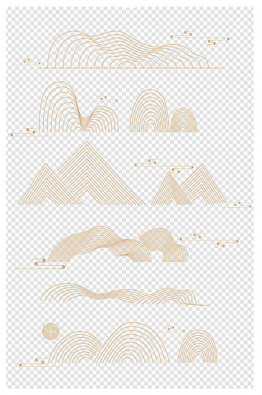 手绘中式山纹祥云纹中国风山素材-众图网