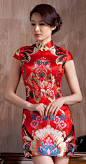 Sexy red floral Chinese Qipao mini dress. #fashion #Chinese #dress #elegant