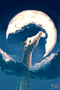 长颈鹿的艺术，长颈鹿和月亮。
giraffe art, giraffes and moon.