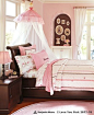 I love the look of the chocolate & pink together in this darling little girls room.  Hannah Ribbon Quilted Bedding @ PBK.