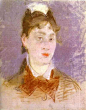 Artwork by Édouard Manet, Jeune fille au col cass, de face, Made of Pastel on canvas