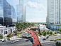 Green Urban Park Floating Above a Highway Unifies Buckhead Neighborhood in Atlanta,Courtesy of Roger Partners / Nelson Byrd Woltz. ImageView from Peachtree looking north