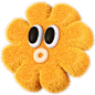 Fur Flower Shape Character  3D Icon