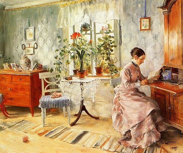 萍欣欣Carl Larsson绘画，每一...