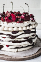 Chocolate & Cherry Meringue Stack | Top with Cinnamon on We Heart It.