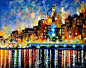 Leonid Afremov都市风景油画作品