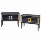 Commodes in Black and Gold Mirror with Two Drawers | From a unique collection of antique and modern commodes and chests of drawers at https://www.1stdibs.com/furniture/storage-case-pieces/commodes-chests-of-drawers/: 