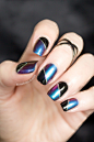 blue and black two toned nails