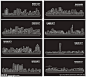 线性城市建筑矢量图