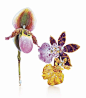Tiffany Orchid Brooches 制作过程选用新鲜的兰花，按照实际标本用热蜡塑造模具；采用黄金混合玻璃釉着色；优质宝石镶嵌将细节补充和加强；这系列是蒂芙尼标志性的作品。@北坤人素材