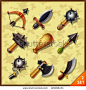 weapon icons set game assets vector