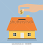 saving money house piggy bank - stock vector