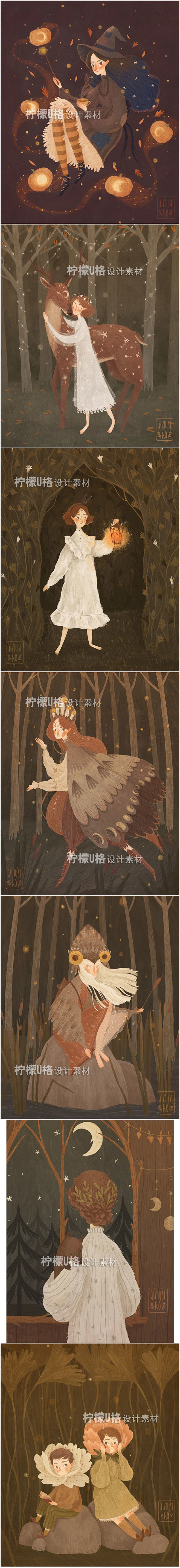 148欧美板绘童话插画森系AUGUST临...