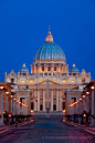 St. Peter's Basilica just before dawn, Vatican, Rome Italy ~ Brian Jannsen Photography, brianjannsen.com