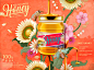 花卉蜂蜜 食品包装 手绘插画 食品主题海报设计AI cb046035901