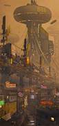 《攻壳机动队》中展示的赛博朋克风格的城市。