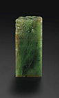 AN IMPORTANT IMPERIAL SPINACH-GREEN JADE 'SANXI TANG' SEAL QING DYNASTY, QIANLONG PERIOD.