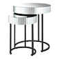 Office Star - Office Star Krystal 2-Piece Round Mirror Nesting Tables - Office Star - Nesting Tables - KRY192A - OSP Designs krystal round mirror accent table with metal legs fully assembled. This krystalized nesting tables gives a beautiful, elegant look
