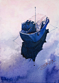 【农夫三泉有点蓝】 蓝调系列&紫调
  水彩船 #小清新#