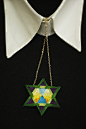 原创刺绣六角形盾牌项链 绣球手作 设计 新款 2013