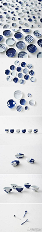 nendo的瓷餐具——日本设计品牌 nendo 最近与有 260 多年历史的源右卫门窑合作，设计了这一系列瓷餐具。nendo 把这个窑的经典图案梅花和蔓草抽离出来，重新设计或组合成新餐具上的纹样。高对比度的蓝白色调、精致的细节让这套餐具不仅保证了视觉上风格统一，即使单独拿出来使用也相当不错。