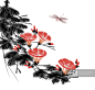 牵牛花,蜻蜓,中国画,传统,华丽的正版图片素材