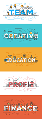 Set of Flat Line Color Banners Design Concept (1200 x 3366)