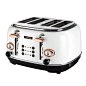 Tower Bottega T20017W 4 Slice Stainless Steel Toaster, 1630 W, White: Amazon.co.uk: Kitchen & Home
