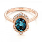 Rose Gold Diamond and London Blue Topaz Fashion Ring - 14K  -  103173