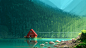 Artwork, Forest, House, Lake, Landscape, Minimalism, Reflection, Rock, Sawmill wallpaper preview