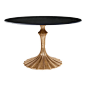 Kathy Kuo Home - Gold Fluted Base Black Marble Hollywood Regency Dining Table - While this table packs enough sophistication and glamor to very easily work into a Hollywood Regency look, there are other angles this noteworthy piece could also embrace.  We