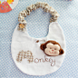 爱米家手工 DIY材料包 新生婴儿宝宝夏季口水巾 小猴子字母围兜