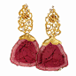 Sliced pink tourmaline and gold earrings by Mauro Felter