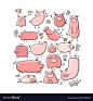 Cute pigs collection for your design vector image on VectorStock : Cute pigs collection for your design. Vector illustration. Download a Free Preview or High Quality Adobe Illustrator Ai, EPS, PDF and High Resolution JPEG versions.