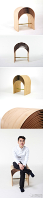 体重越重坐着越舒服，来自年轻的中国设计师Min Chen的“曲形板条竹凳”