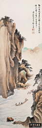 胡若思(1916~2004)<山水情> 字遐思，号琴人，画室名勰一斋。江苏镇江人。父长于古书画鉴赏，自幼受其薰陶。9岁入“大风堂”，拜张大千为师，是张大千的大弟子，14岁随师东渡日本，举办童年个人画展。擅山水画，艺术生涯近八十载，山水花鸟、人物走兽无一不能，工笔写意、青绿泼墨无一不精。