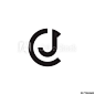 Initial letter cj, jc, j inside c, linked line circle shape logo, monogram black color - Buy this stock vector and explore similar vectors at Adobe Stock