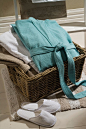 Coordinate the Bliss waffle robe and slippers to evoke a hotel vibe in your bathroom #bedbathntable