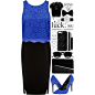 A fashion look from December 2014 featuring lace top, black skirt and blue pumps. Browse and shop related looks.