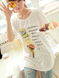 2014韩版春夏女装夏装新款印花创意通勤圆领短袖直筒上衣T恤 包邮-淘宝网