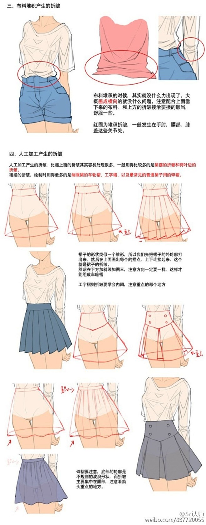 #绘画学习# 绘画参考# 衣服褶皱的绘制...