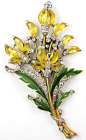 Trifari 'Alfred Philippe' Citrine Demilune Floral Spray Pin Clip - 1942