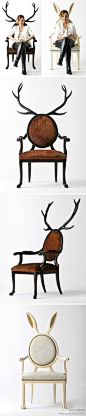 设计师 Merve Kahraman 制作了这些特殊独特的椅子，每一个椅子都是一个动物，当坐上去的时候与椅子之间的互动使其更有意思，像是动物王国的BOSS。