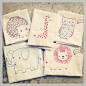 Penguin and Fish embroidery samples ( embroidery kids animals hedgehog giraffe owl elephant lion  zoo )