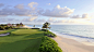 General 3840x2160 nature landscape water sea Mexico golf course palm trees sand grass house field clouds horizon sunlight windy beach
